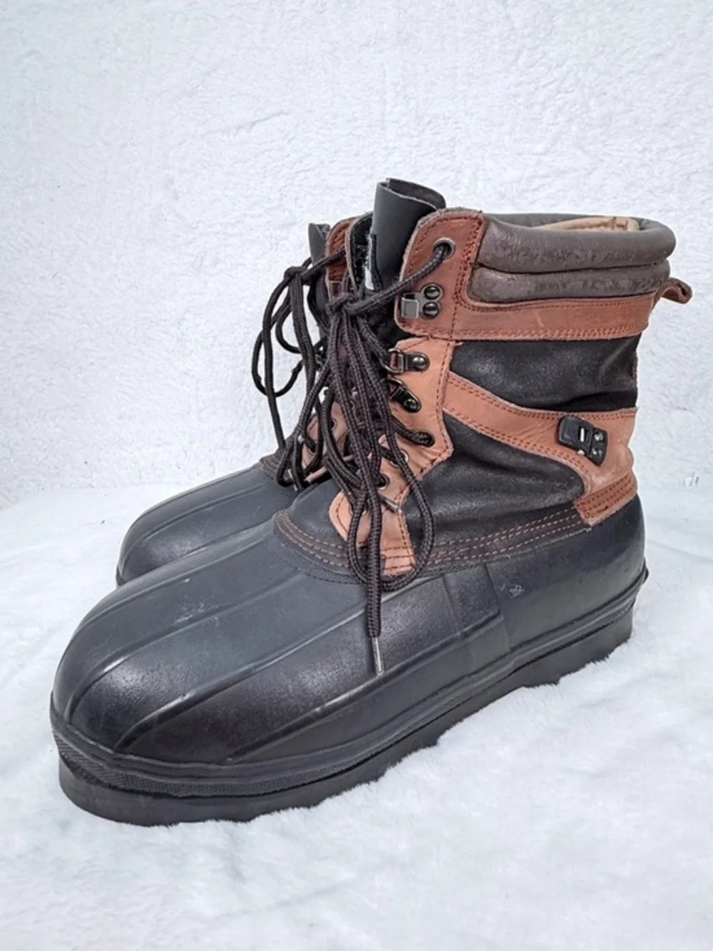 Itasca Duck Boots Mens Size 10 Waterproof Insulated Winter Lace Up Brown Black